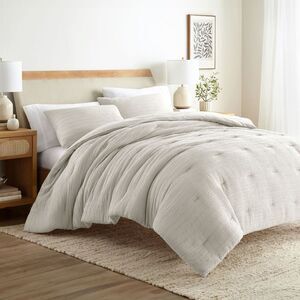 Becky Cameron - Waffle Textured Comforter Set All Season Down-Alte Gray